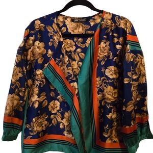 Zara Floral Camisole - Blue and Gold